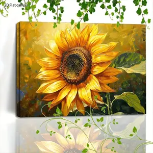 1 Piece Modern Bright Sunflower Decorative Painting - Modern Wooden Frame Wrapped Canvas, Sunflower Decorative Painting Suitable for Office, Housewarming Gift, Ready-to-Hang Canvas Print, 2D Graphic Design, Perfect for Room Decoration