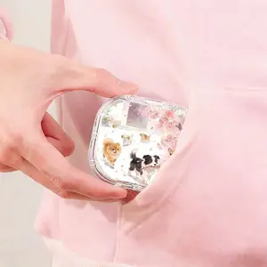 Dogs in Cherry Blossoms Print Retainer Case, Spring Dog Orthodontic Aligner Holder, Portable Cute Floral Case for Invisible Aligners