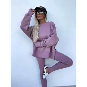 Women's Solid Color Long Sleeved Hooded Sweatshirt And Leggings Set - Casual Outdoor Yoga Fitness Two-piece Set - Soft, Breathable Fabric - For Women - Perfect for Yoga, Fitness, and Casual Wear - Great Gift for Active Women