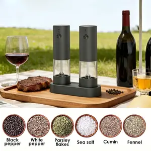Electric Salt & Pepper Grinder Set, USB Rechargeable & Storage Base, Adjustable Coarseness, Kitchen Essential, Perfect Gift, Salt Pepper Shaker