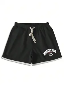 Men’s summer shorts — trendy American casual style, mid-thigh length, suitable for everyday wear and outdoor sports drawstring elastic