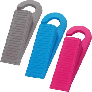 3 Pack Rubber Hook Type Door Stoppers 1 Inch Thick Door Stop Works on  Floor Surfaces, Control The Size of The Door Gaps and  The Lock-Outs (Gray/Blue/Rose)