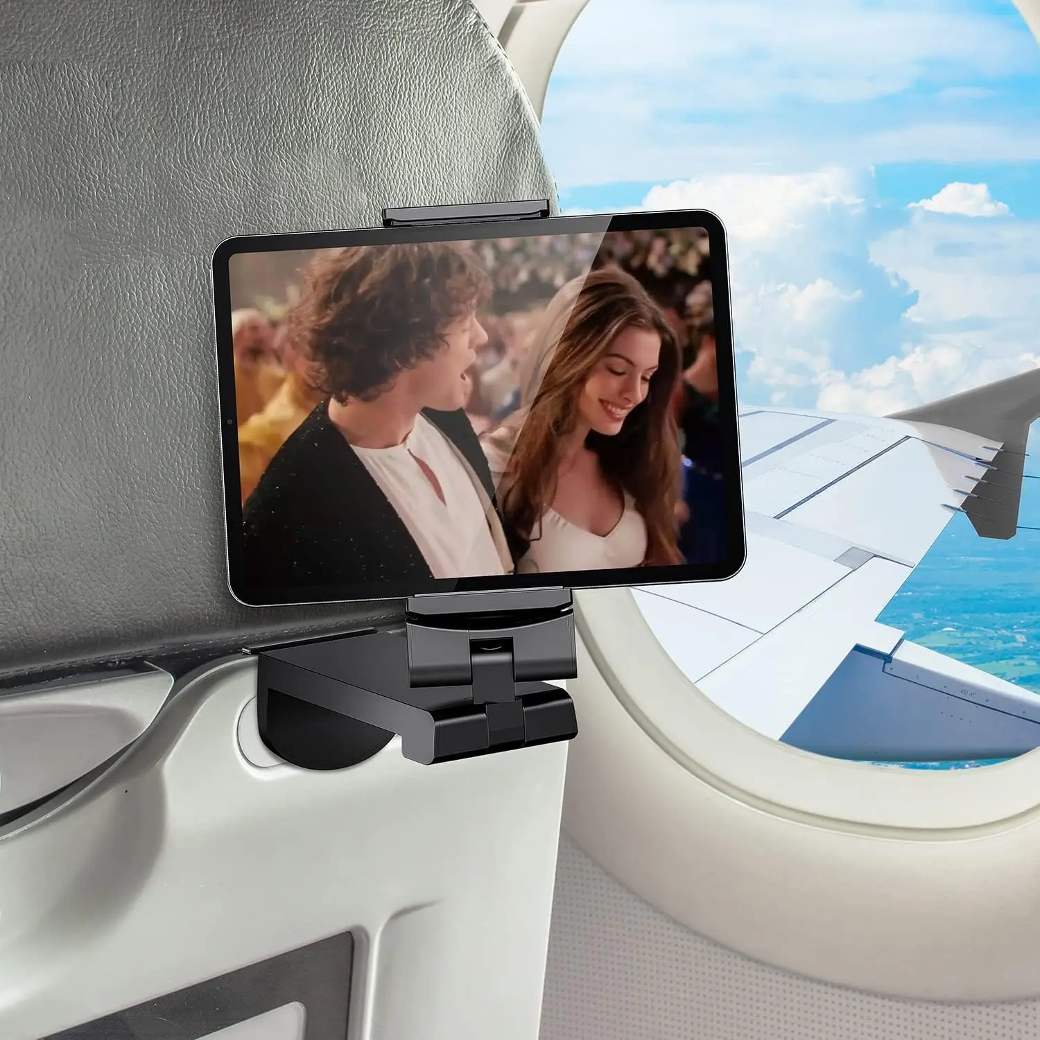 Universal Airplane Tablet Holder, Airplane Phone Holder, with Multi-Directional Dual 360 Degree Rotation, Pocket Size Tablet Holder for Airplane, (Fits Devices 3.5" to 7.67" Width)