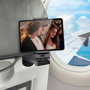 Universal Airplane Tablet Holder, Airplane Phone Holder, with Multi-Directional Dual 360 Degree Rotation, Pocket Size Tablet Holder for Airplane, (Fits Devices 3.5" to 7.67" Width)