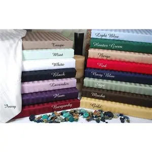 300 Thread Count Split King Sheet Set Egyptian Cotton Stripe-Navy Blue