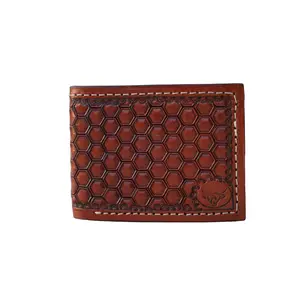 Handmade Tooled Wallet Honeycomb