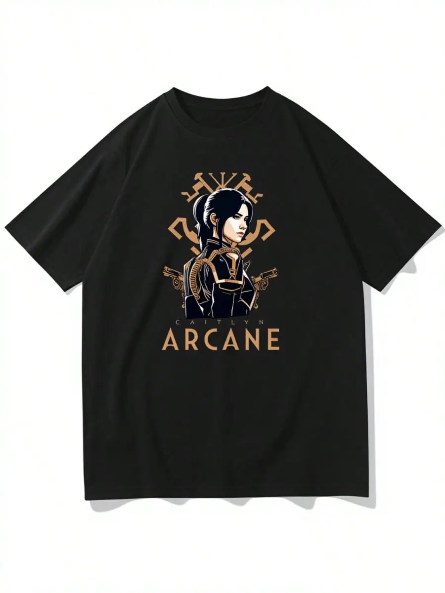 Arcane T-Shirt O-Neck Short Sleeve Shirts Fans Gift Graphic T Shirts Anime Women Short Sleeve Harajuku Shirts Womens Clo (1)