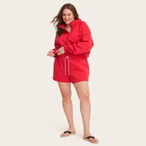 Women's Mid-Rise Pull-On Sweatshorts - Parke Red 1X