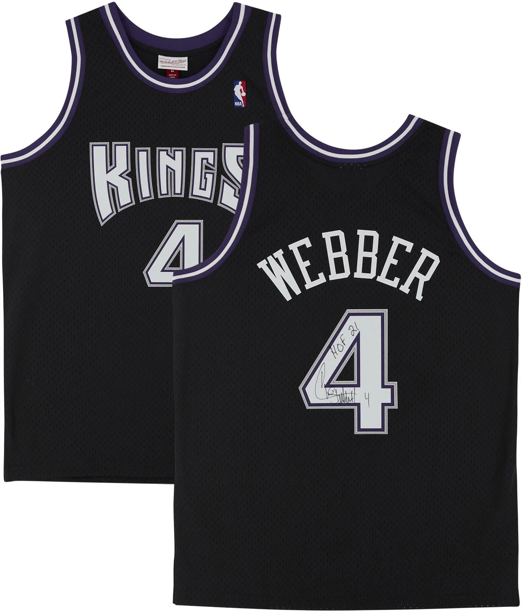 Chris Webber Sacramento Kings Autographed Black 2000-20001 Mitchell & Ness Replica Jersey with "HOF 21" Inscription - Fanatics Authentic Certified