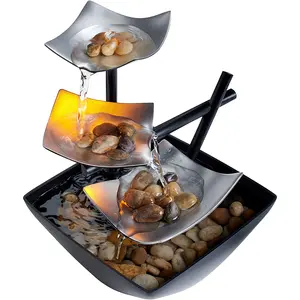 Homedics Tabletop Water Fountain, Home Décor Soothing Sound Machine - Automatic Pump, Deep Basin & Natural River Rocks. Indoor Zen Relaxation for Office, Living Room, or Bedroom, 8.25” Tall HoMedics