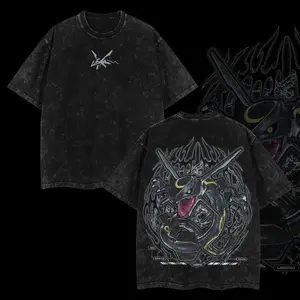 "Rayquaza" Vintage Unisex Oversize Anime Manga Acid Washed Heavyweight Cotton T-shirt, graphic tee,anime lover , outfits men Clothes Menswear