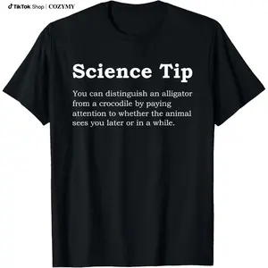 Science Humor "Science Tip" Alligator vs Crocodile Pun Graphic Tee
