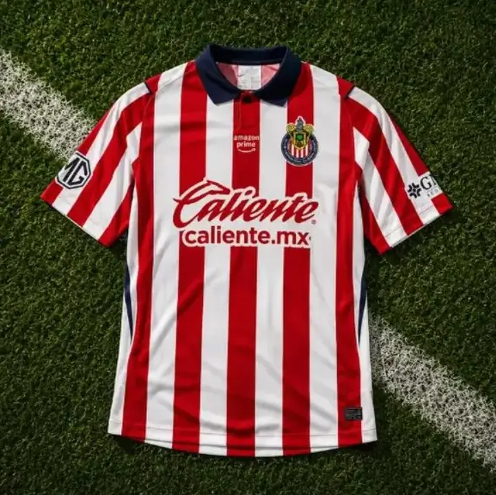Chivas Guadalajara 2026/27 Home Soccer Jersey, Red White Liga MX Football Shirt, Quick-Dry Breathable Unisex Fan Jersey