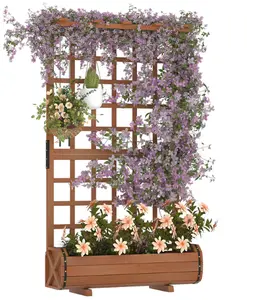 67" Tall Wooden Raised Garden Bed with Trellis & Roof – Large Elevated Planter Box with Legs, Hooks & Drainage – Ideal for Outdoor Vegetables, Flowers, Climbing Plants – Sturdy Planter for Patio, Yard, Balcony