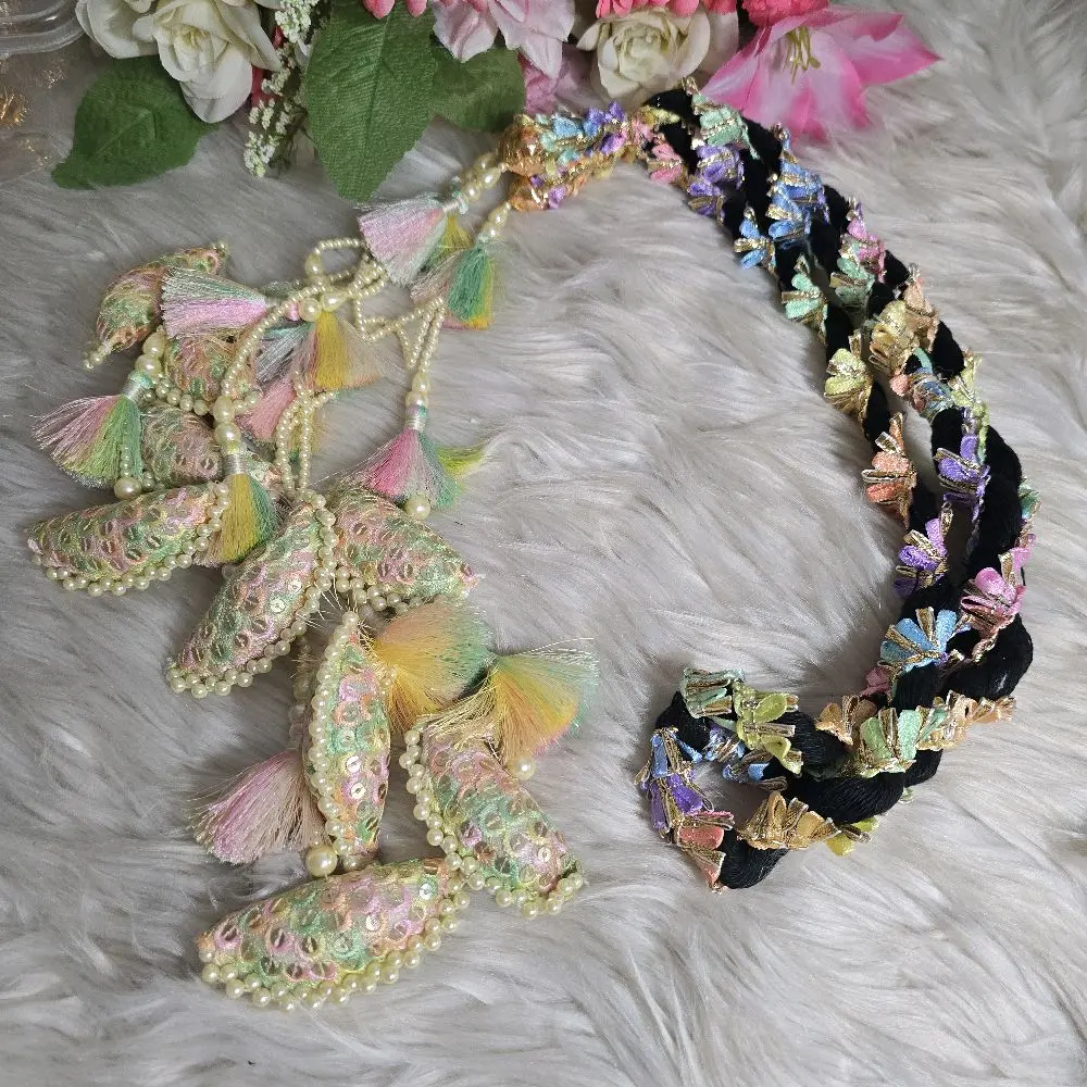 Punjabi Heavy Hair Paranda - Traditional Indian Hair Accessory for Women's Festive Hairstyling