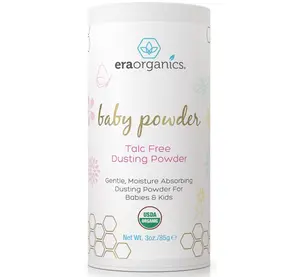 Era Organics Talc-Free Organic Baby Powder - USDA Organic Dusting Powder with Arrowroot, Calendula and Cornstarch for Newborns, Babies or Toddlers - Soothing, Fragrance Free, Made in USA (3oz/85g)