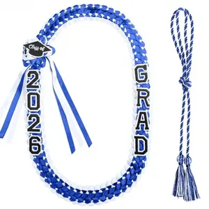2026 Graduation Lei & Honor Cord Set, Handmade Braided Ribbon Lei with Grad Charms, Hawaiian Style Graduation Necklace, Premium Keepsake Gift for High School & College Graduates, Son & Daughter, Commencement Favors