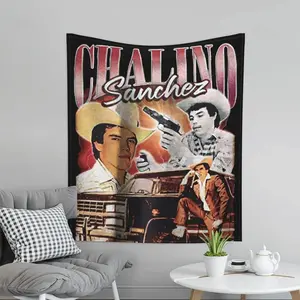 Chalino Sanchez Retro Poster Tapestry 3x5 FT - Polyester Mexican Narcocorrido Music Wall Hanging for Bedroom & Studio Decor, Vintage Corrido Aesthetic Banner