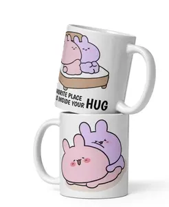 Asamimichan Valentines day mug , Kawaii Bunny Coffee Cup, Birthday gift for her, Anniversary gift
