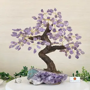 Amethyst 14" Tall Bonsai Gemstone Tree, Amethyst Base, 180 Gems #5404AMTH