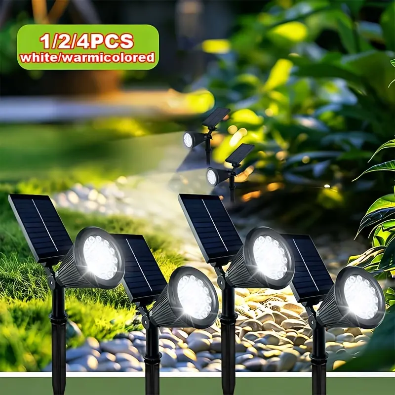 Solar Spot Lights Outdoor,18 LEDs Solar Flood Lights with 2 Modes &Adjustable &IPX65 Waterproof,Solar Spotlight for Driveway/Backyard/Patio Landscape/Tree/Garage garden yard decoration