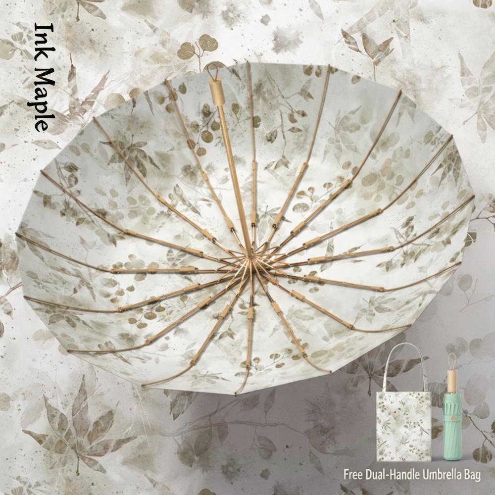 High aesthetic value, light luxury, 16 bone retro oil painting umbrella, thick and durable folding umbrella, color glue sun protection, sunshade umbrella, UV protection