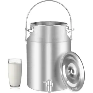 304 Stainless Steel 10 Liter Milk Can Milk Bucket  Pail Bucket with Spigot 2.64 Gallon Milk Can Tote Jug with Sealed Lid Heavy Duty for Milk and
