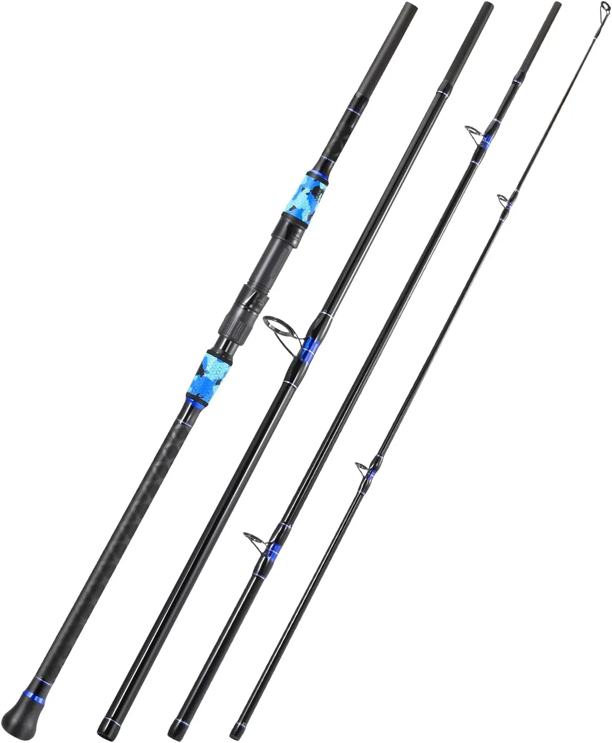 Sougayilang Surf Fishing Rod Portable Travel MH/H Surf Spinning Rod 4 Piece Carbon Fiber Saltwater Fishing Rod 10'/11'/12'/15'