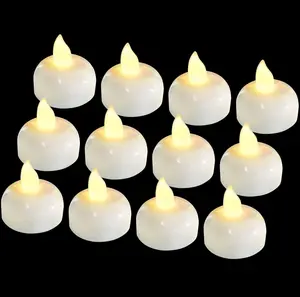 12 Pack  Flameless Floating Tealights, Christmas  tealights,  Operated Flickering Floating  Lights Candles in Warm Yellow for Wedding, Party, Bath, Hot Tub, , Pool, Pond