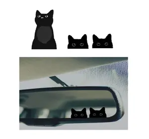 3 PCS Cute Kitty Cat Mirror Decals for Car, Rearview Mirror Back Mirror Peeking Vinyl Sticker, Car Acceesories, Car Decals for Women Girls, Small Sticker for Laptop Hard case Waterbottle