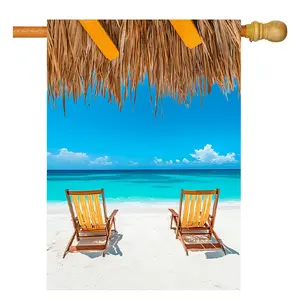 Summer Beach & Coconut Tree Garden Flag, 28x40 Inch Double-Sided Design, Ideal for Holiday Courtyard Decoration, Outdoor Lawn Ornament