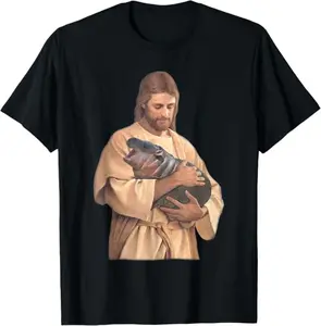 Jesus Loves Moo Deng Bouncy Pig Cute Baby Hippo Meme T-Shirt, Trending Shirt, Get Yours, Shirt For Men
