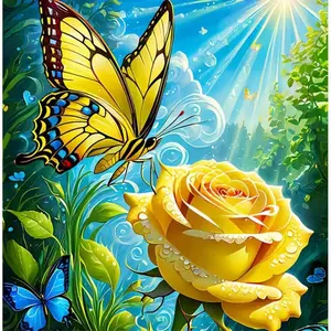 Butterfly & Rose Pattern DIY Diamond Arts Colorful Painting Kit without Frame, DIY 5D Diamond Arts Colorful Painting Kit, Wall Art Decor for Home