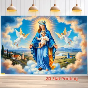 High-Quality Religious Background Cloth, HD Oil Painting Texture Backdrop for Church Events & Festivals, Ideal for Home Decor & Photography