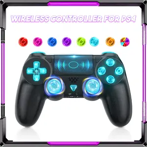 Wireless Controller for PS4, PS4 Controller with LED RGB Light Compatible with PlayStation 4/Slim/Pro/PC (Black) tiktokshopspringglowup