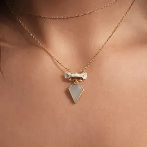 Vertebrae Relic Necklace Aqua Chalcedony Handcrafted with Genuine Squirrel Vertebrae & Soft Gemstone No-Drill Construction