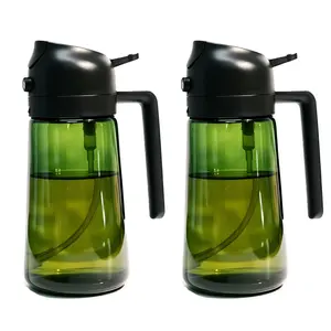 2 Count 2 in 1 Oil Sprayer for Cooking 16oz/470ml Light-Blocking Dark , Olive Oil Dispenser Bottle for Kitchen, Premium Dark Green Glass Oil Bottle, Food-Grade Oil Mister for Air Fryer, BBQ tiktokshopspringglowup