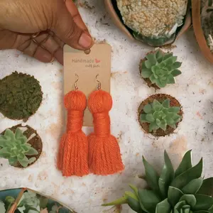 Burnt Orange Fall Tassels Earrings