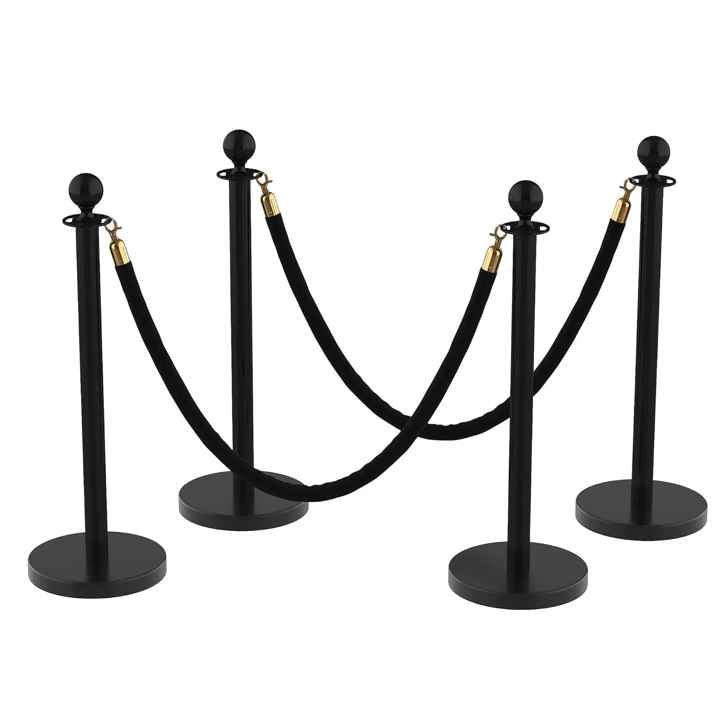 Crowd Control Stanchions with Retractable Velvet Ropes - 26FT Red Carpet, Gold Stainless Steel Posts, Concrete Base Queue Barrier, Steel & Iron Poles for Hotel, Wedding Events