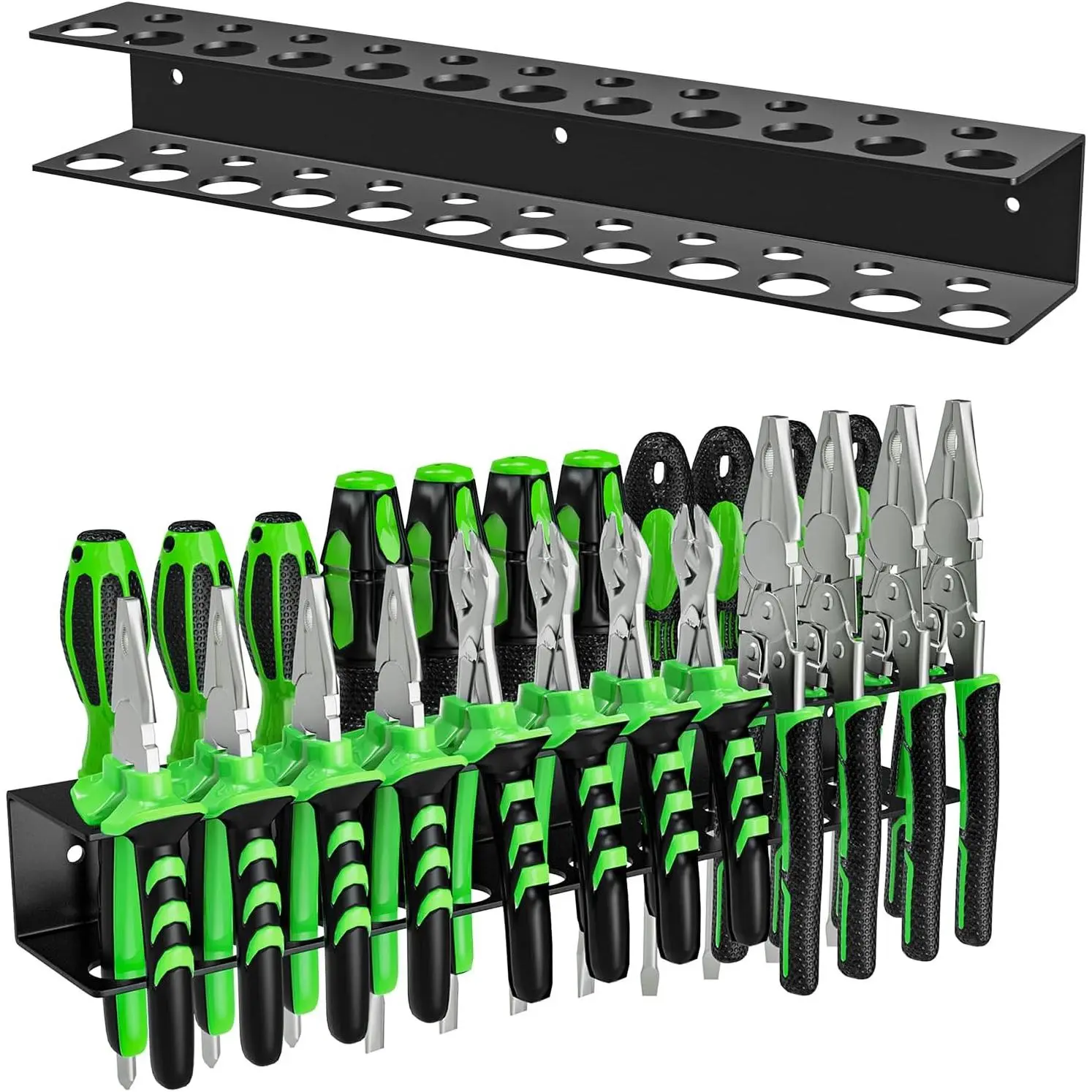 Screwdrivers Pliers Holder Wall Mount, Heavy Duty Metal Utility Storage Rack for Pliers Small Tools, Screw Driver Organizer Suitable Garages Homes Workshops Sheds (23 holes 1PC) wrench modular
