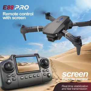 E88 Foldable FPV Drone with Screen Remote Control, Smart Obstacle Avoidance Quadcopter with Dual Camera, Optical Flow Hover, Real-Time Video Transmission RC Drone for Beginners Kids Gift