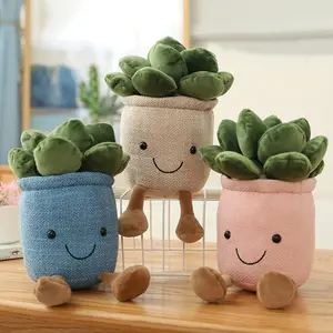 Chubbyjoy Succulents Plush Toy 9.8 inch Potted Plant Stuffed Plush Pillow Round Decoration Cute Plants Plush Toys Gift for Kids Girls