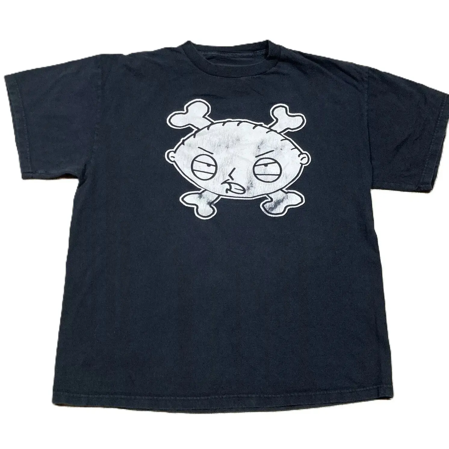 Retro Family Guy Shirt L 00s Y2k Stewie Griffin Crossbones Skull Cartoon