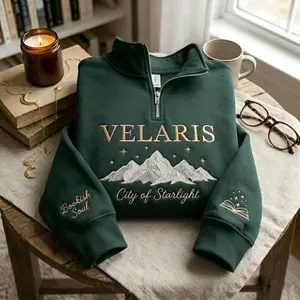 Embroidered Velaris City Of Starlight Quarter Zip Sweatershirt, ACOTAR Night Court Sweatshirt, Bookish Gift For Readers