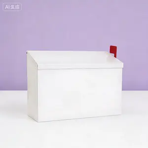 Large Capacity Rust-Proof Mailbox for Outside, Wall Mount Galvanized Steel Post Box with Flag, Weatherproof Metal Mailbox for House, Includes 3 Sets of Numbers, 14.2"x9.5"x4" White