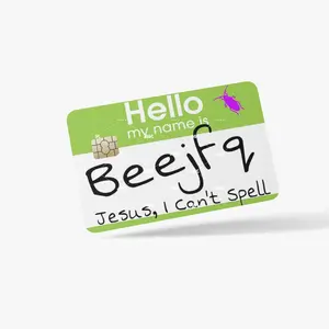 Beetlejuice beejfq name tag    style credit card skin sticker for debit credit ebt