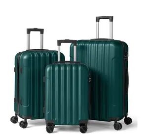 3-Piece ABS Hardside Luggage Set with Spinner Wheels and Combination Lock,20in 24in 28in,Dark Green