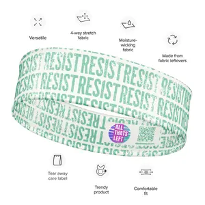 RESIST Stretch Flat Headbands Green/White All Over Print | Anti-Trump Yoga Hairband | Feminist Liberal Sweatband | Protest Workout Accessory