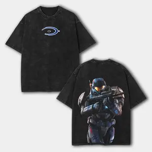 Carter Noble Team Halo Reach, Remember Reach Unisex Washed Cotton T-Shirt, RPG graphic tees Top anime manga game merch Casual Streetwear men gifts shirts men Menswear Hoodie Print Straight