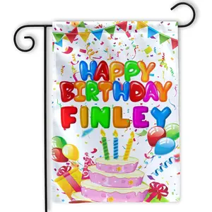MAIANEY (12"x18") Personalized Happy Birthday Garden Flags For Outside Custom Name Birthday Gifts Birthday Girl Boy Birthday Party Decorations Outdoor Yard House Porch Patio Farmhouse Double Sided